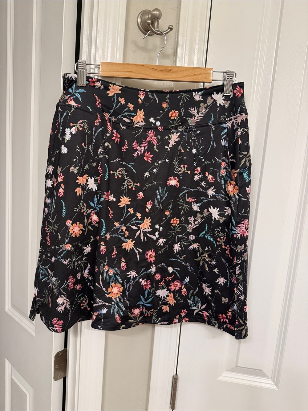Black Floral A-Line Skort- Versatile Women's Skort